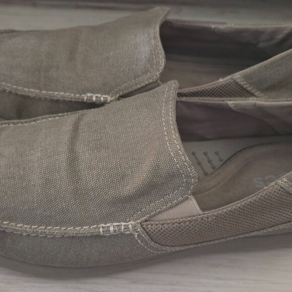 Mens Crocs Santa Cruz Shoes Size 11 Triple Comfort Taupe Canvas Slip On Loafers - Picture 3 of 11